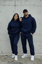 Çiftlere Özel 3 İ̇plik Şardonlu Rahat Kesim Oversize Eşofman Takımı (tekli) - Lacivert - 2