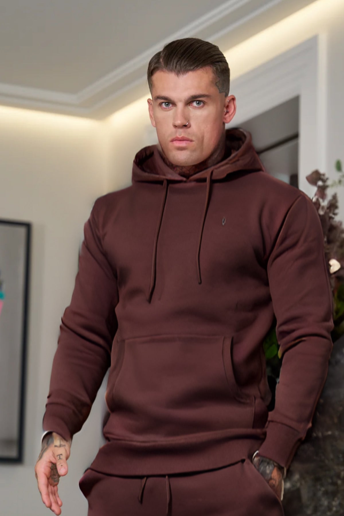 Erkek Esnek Kaliteli Spor Model Sweatshirt - Kahverengi - 1