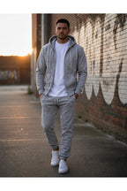 Erkek 3 İ̇pli̇k Fermuarli Kapüşonlu Oversi̇ze Sweatshirt Jogger Eşofman Takimi - Gri Melanj - 3