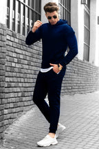 Erkek Bol Kalıp Kalın Rahat Pamuklu Eşofman Takımı Elegance Quality - Lacivert - 1