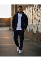 Erkek 3 İ̇pli̇k Fermuarli Kapüşonlu Oversi̇ze Sweatshirt Jogger Eşofman Takimi - Lacivert - 3