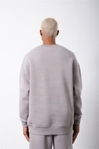 Erkek Bisiklet Yaka Oversize Sweatshirt - Gri - 4