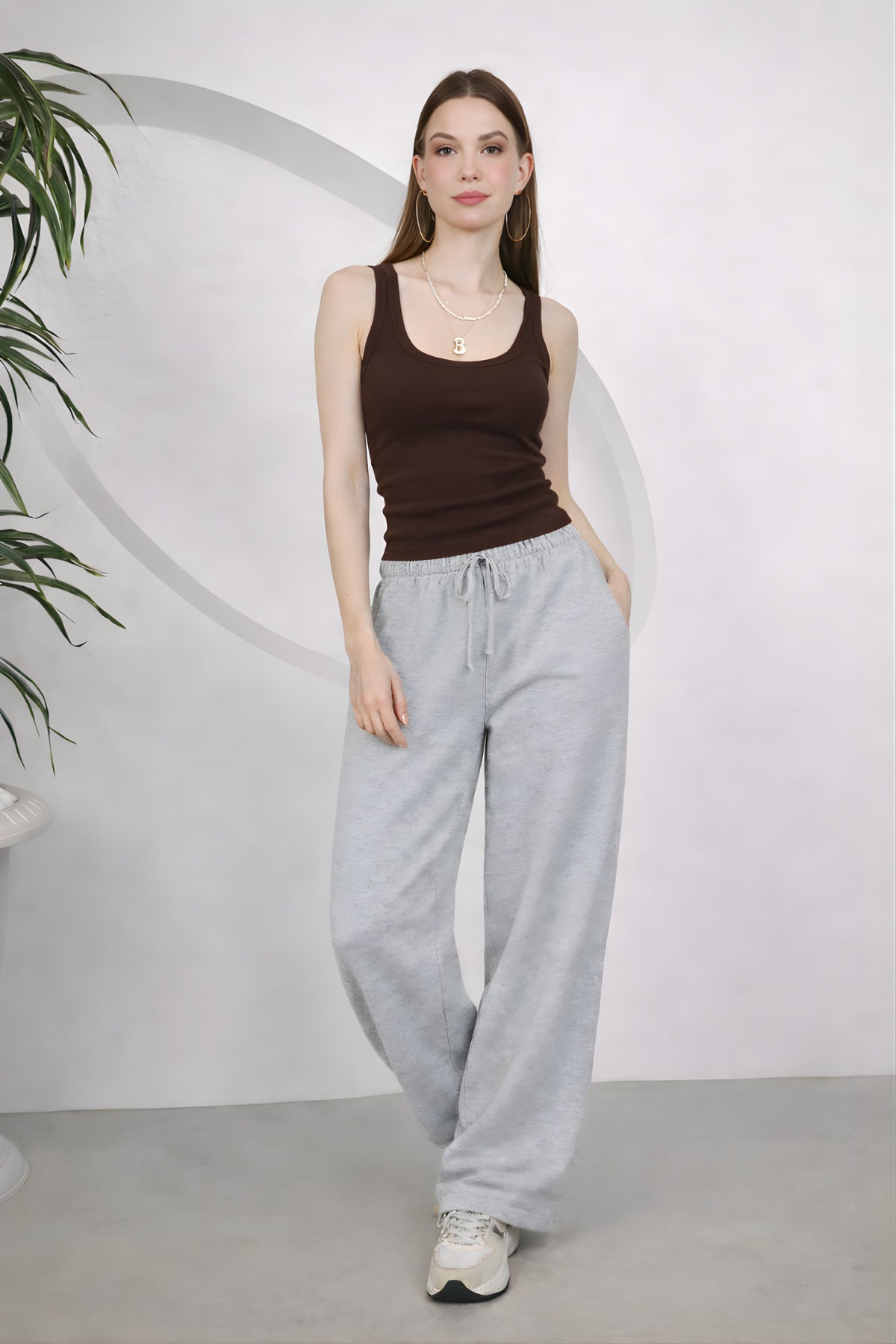 Kadin Fi̇ti̇lli̇ Kalin Askili Esnek Body Atlet - Kahverengi - 1