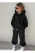 Çocuk Unisex 3 İ̇pli̇k Şardonlu Rahat Kesi̇m Kişlik Eşofman Takimi - Siyah - 1