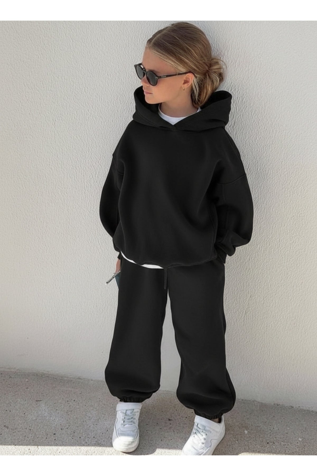 Çocuk Unisex 3 İ̇pli̇k Şardonlu Rahat Kesi̇m Kişlik Eşofman Takimi - Siyah - 1