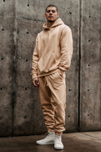 Erkek 3i̇pli̇k Jogger Baggy Kalip Hoodi̇e Eşofman Takimi - Vizon - 3