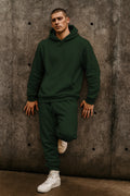 Erkek 3i̇pli̇k Jogger Baggy Kalip Hoodi̇e Eşofman Takimi - Koyu Yeşil - 1