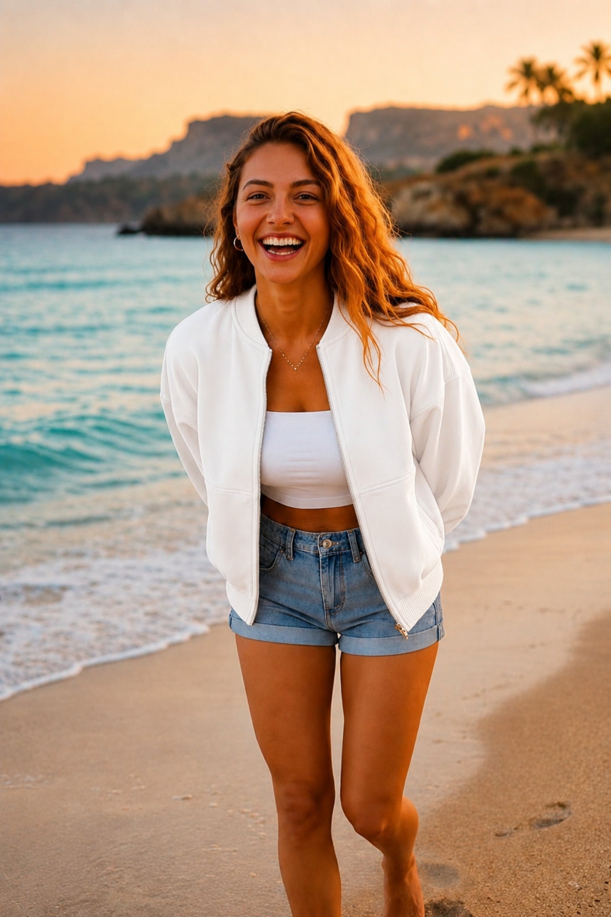 Kadın Fermuarlı Oversize Basic Mevsimlik Günlük Ceket - Beyaz - 2