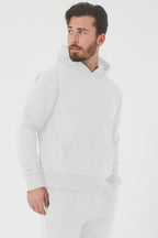 Erkek Trend Model Kanguru Cep Sweatshirt - Beyaz - 1