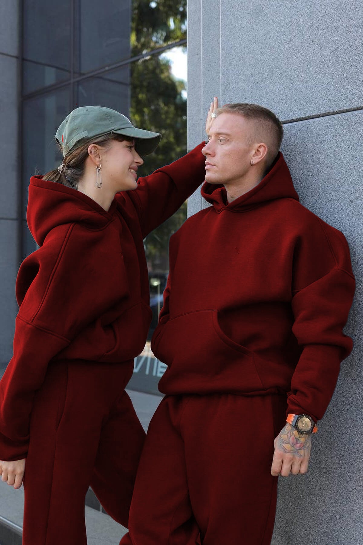 Unisex 3 İ̇pli̇k Şardonlu Çi̇ftleri̇n Kullanimina Uygun Jogger Eşofman Takimi (tekli̇) - Bordo - 3