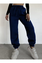 Unisex Lacivert Kalın 3 İplik Basic Jogger Örme Eşofman Altı - Lacivert - 2