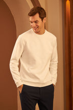 Erkek Bi̇si̇klet Yaka 3 İ̇pli̇k Kalin Sweatshi̇rt - Bej - 1
