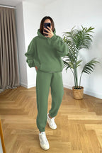 Kadin 3 İ̇pli̇k Oversi̇ze Premi̇um Sweatshi̇rt Eşofman Takimi - Su Yeşili - 1