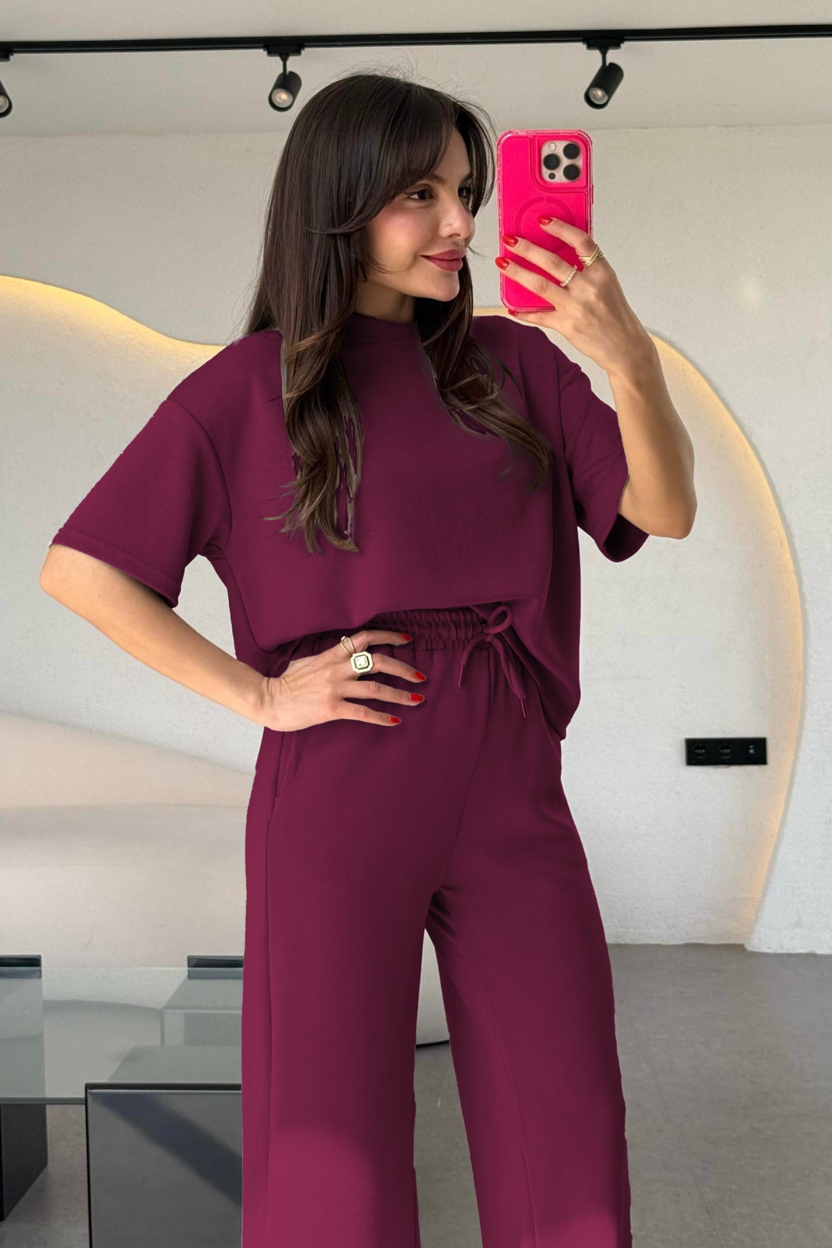 Kadın Trend Model Yazlık Alt Üst Takım - Mor - 2