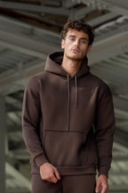 Erkek Ribanalı Kapşonlu Yaka Sweatshirt 3 İplik - Kahverengi - 3