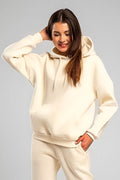 Baybayan Basi̇c Oversi̇ze Sweatshi̇rt Hoodi̇e - Bej - 1