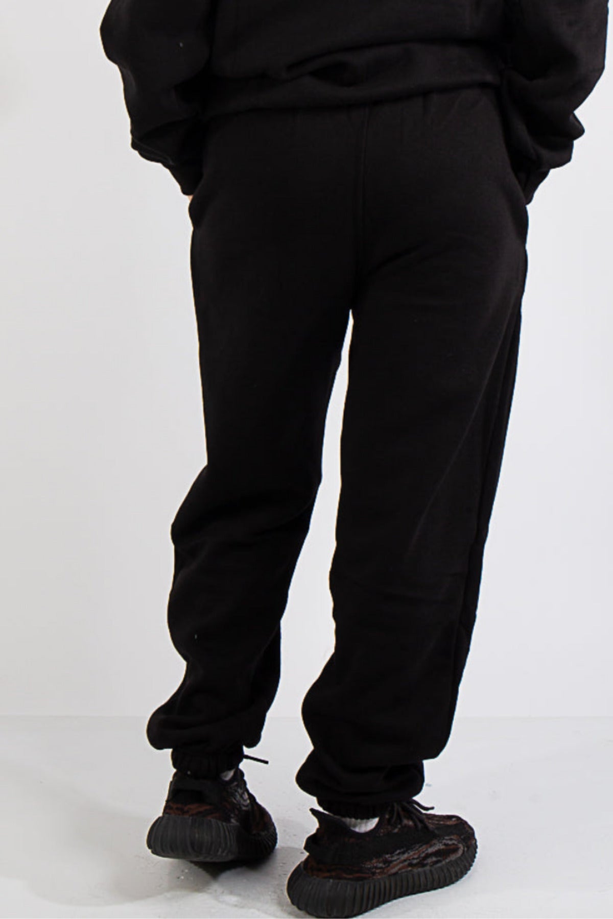 Oversize Bol Kesim Eşofman Altı Lastikli - Siyah - 3