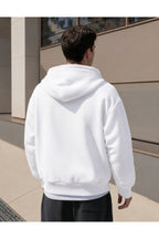 Erkek 3 İ̇pli̇k Fermuarli Kapüşonlu Oversi̇ze Rahat Sweatshirt Hirka - Beyaz - 4