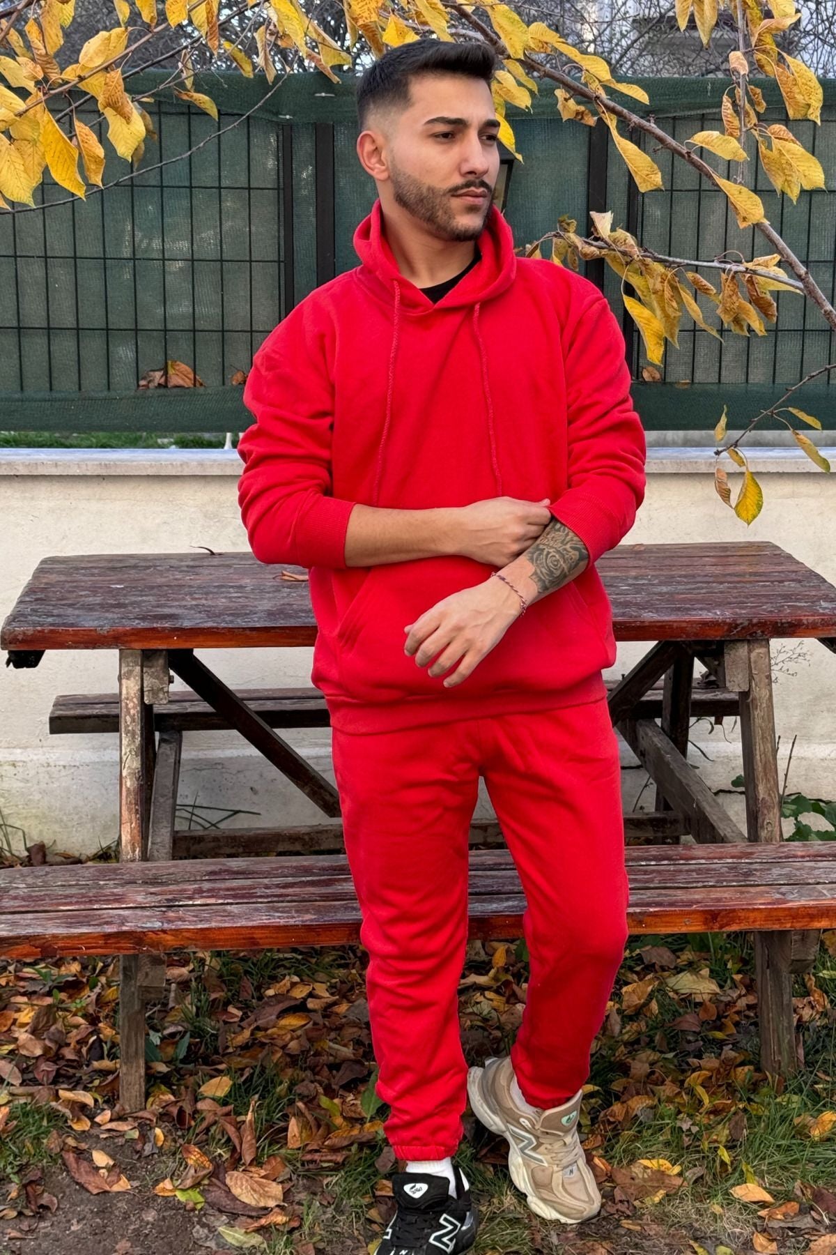 Efsane Oversize 3iplik Kalın Eşofman Takımı Unisex - Kırmızı - 5