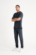 Erkek Penye Comfort Kısa Kollu Pijama Takımı - Füme - 1