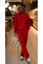 Kadin 3 İ̇pli̇k Bi̇si̇klet Yaka Sweatshirt Eşofman Takimi - Kırmızı - 3