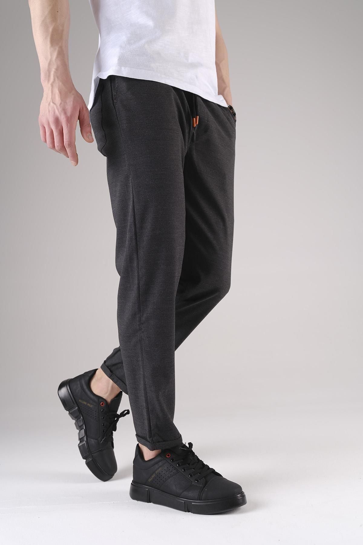 Erkek Duble Paça Jogger Pantolon - Füme - 1