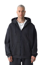 Erkek Basic Füme Unisex Tam Fermuar Sweatshirt Hırka - Smoked - 1