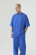 Erkek Oversize T-shirt Ve Eşofman Altı Pijama Takımı - İndigo - 1