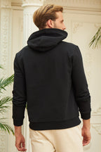 Erkek Kapşonlu Kanguru Cepli Basic Sweatshirt - Siyah - 3