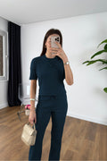 Kadın Premium Model Yazlık Fitilli Takım - Lacivert - 1