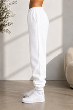 Kadın Paçası Lastikli Günlük Oversize Basic Jogger Eşofman Altı - Beyaz - 3