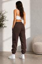 Kadın Paçası Lastikli Günlük Oversize Basic Jogger Eşofman Altı - Kahverengi - 2