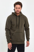 Unisex Basic Haki Hoodie 3 İ̇plik Oversize Kapüşonlu Kangru Cepli Sweatshirt - Haki - 1