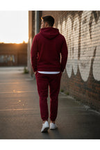 Erkek 3 İ̇pli̇k Fermuarli Kapüşonlu Oversi̇ze Sweatshirt Jogger Eşofman Takimi - Bordo - 4