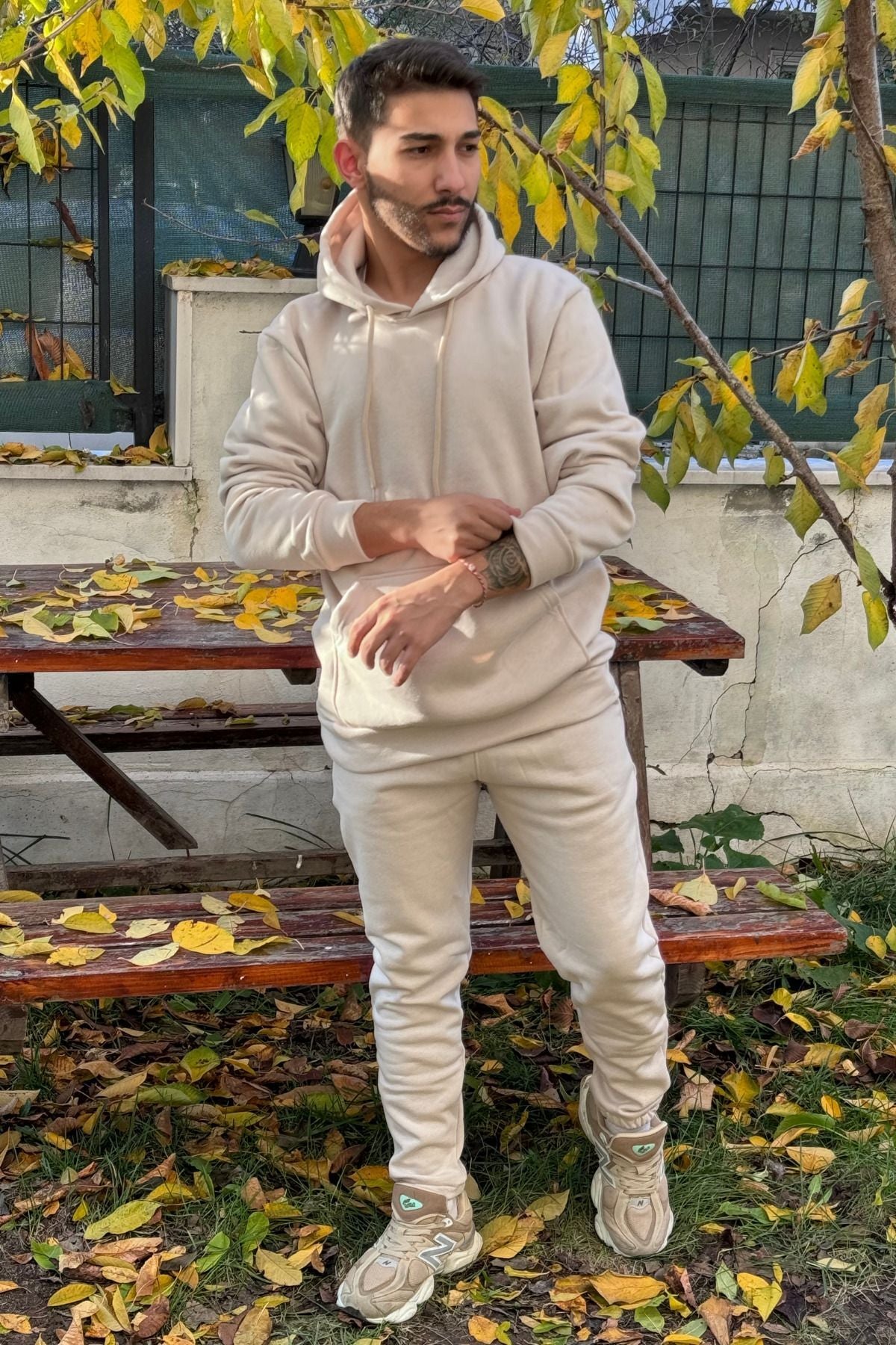 Efsane Oversize 3iplik Kalın Eşofman Takımı Unisex - Bej - 6