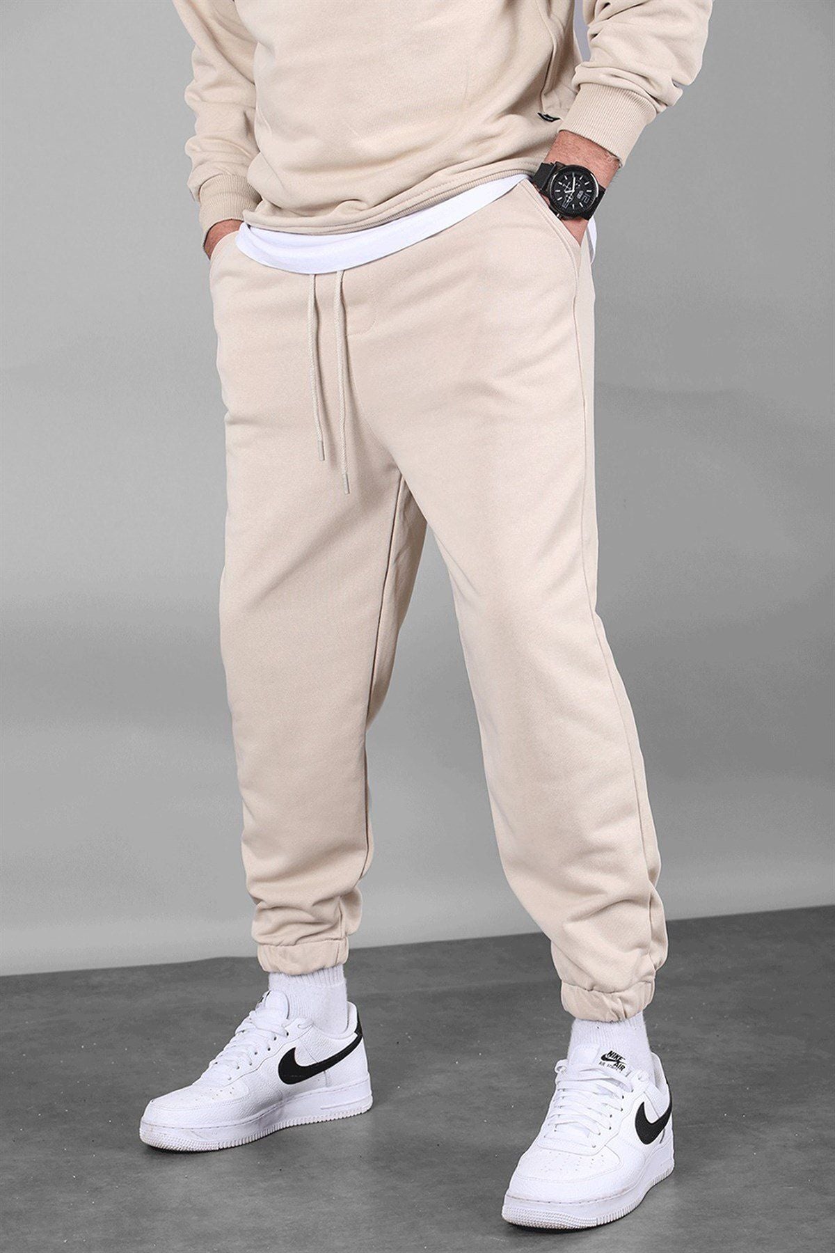 Bej Erkek Basic Regular Fit Erkek Eşofman Altı - Bej - 2