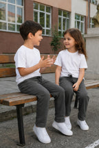 Unisex Kiz Erkek Çocuk Li̇krali Eşofman Bel Rahat Kalip Beli̇ Bağlamali Cepli̇ Mevsi̇mli̇k Bebe-garson Okula Dönüş Pantolonu (tekli̇) - Antasit Melanj - 4