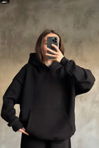 İ̇çi Pamuklu Bol Kalıp Sweatshirt - Siyah - 2