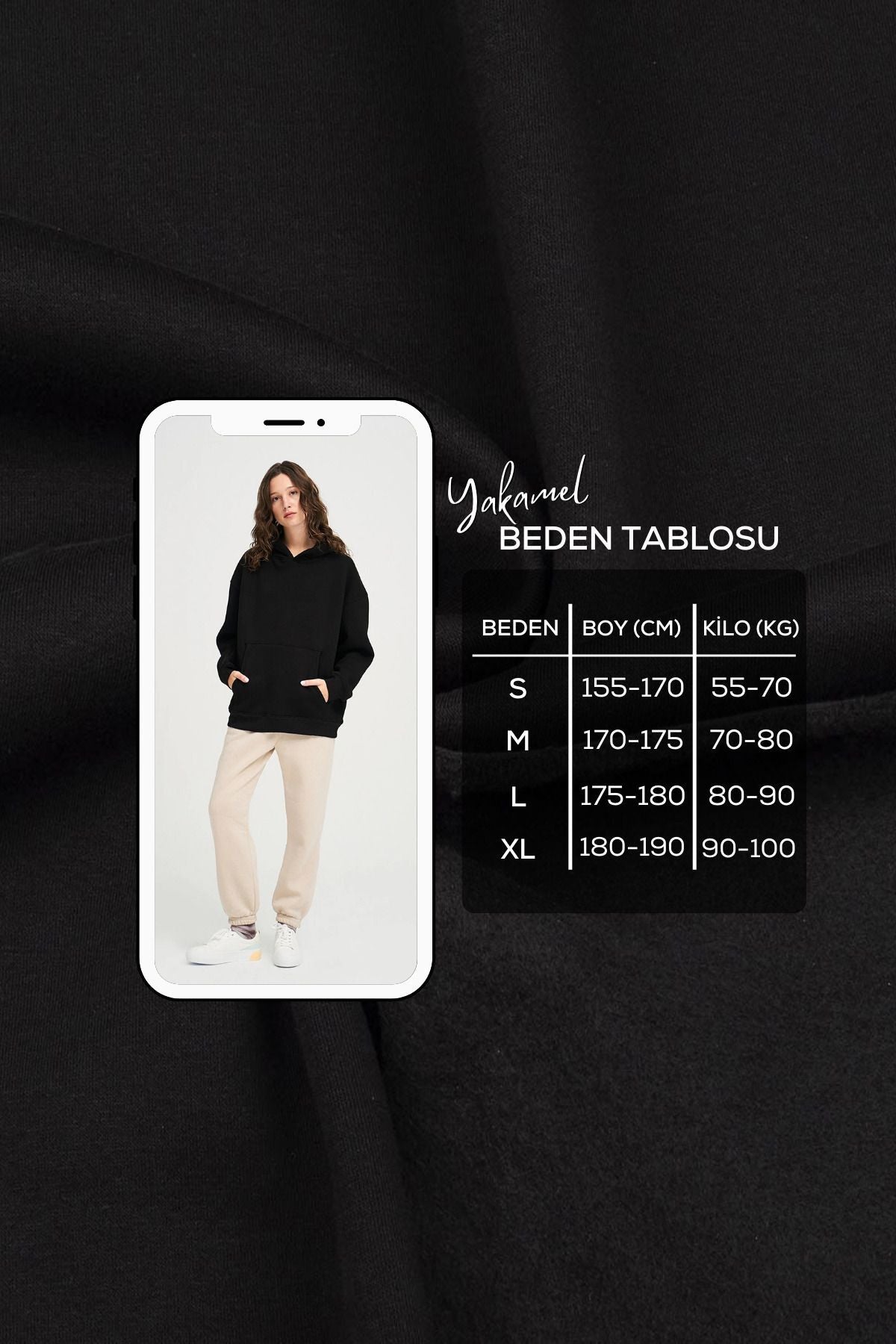 Unisex Düz Renkli Oversize Kapşonlu Hoodie Pamuklu Siyah Sweatshirt - Siyah - 7