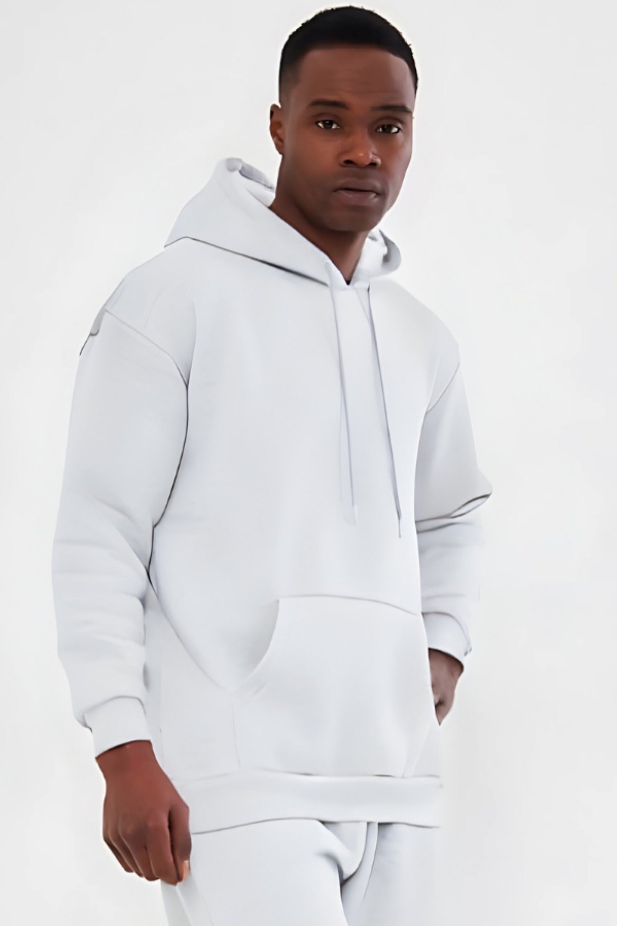 3iplik Bisiklet Yaka Kalın Sweatshirt Pamuklu - Beyaz - 2
