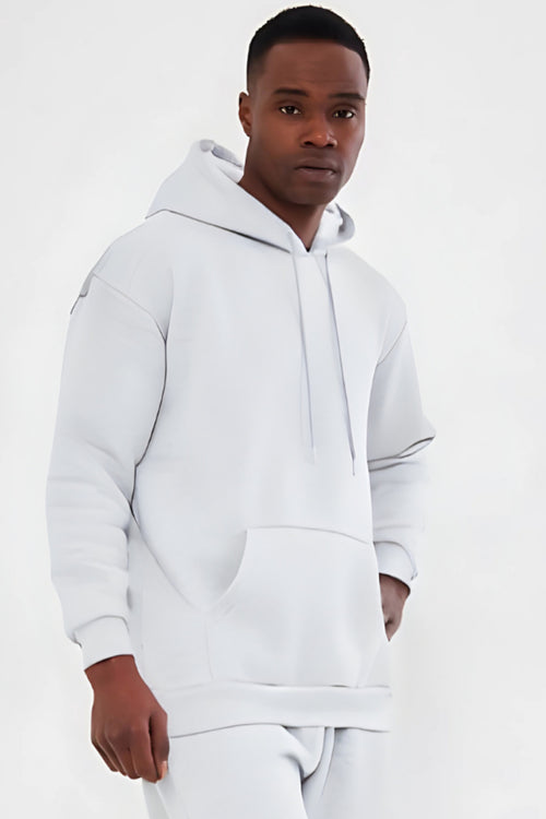 3iplik Bisiklet Yaka Kalın Sweatshirt Pamuklu - Beyaz - 2