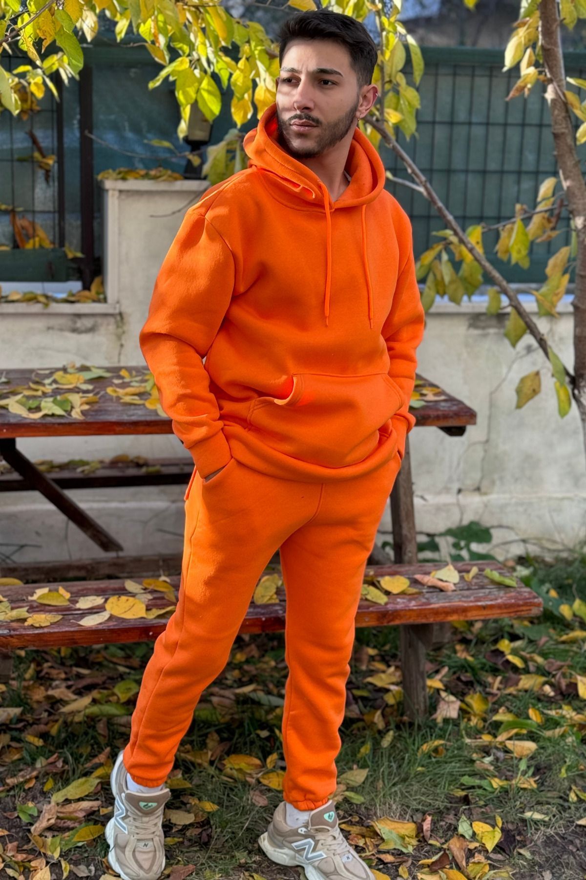 Efsane Oversize 3iplik Kalın Eşofman Takımı Unisex - Turuncu - 4
