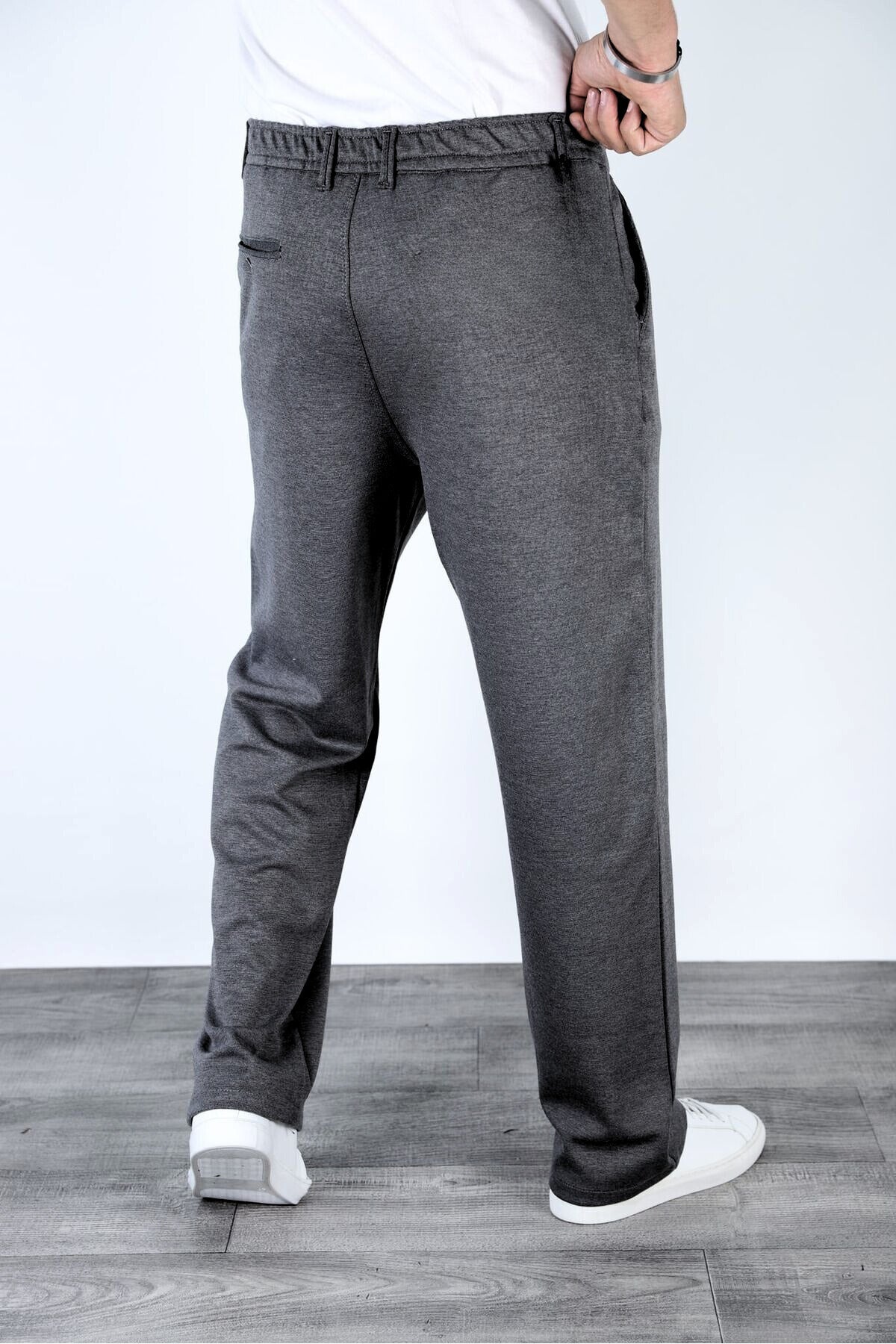 Erkek Likralı Genç Boy Mevsimlik Kumaş Okul Pantolonu - Füme - 3