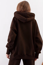 Kadın Esnek Rahat Kalıp Basic Model Sweatshirt - Kahverengi - 4