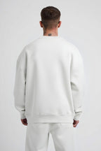 Erkek 3 İ̇plik İ̇çi Pamuklu Bisiklet Yaka Uzun Kollu Sweatshirt - Beyaz - 2