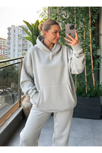 Kadin Kalin Comfort Sweatshi̇rt Yüksek Bel Eşofman Takimi - Gri Melanj - 3