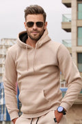 Erkek 3i̇plik Kapşonlu Mevsimlik Oversize Sweatshirt - Bej - 1