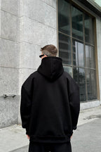 Unisex Siyah Kapşonlu Şardonlu Eşofman Tk - Siyah - 5
