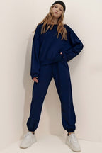 Kadın Laci̇vert Bisiklet Yaka Basic Oversize Eşofman Takımı - Lacivert - 1