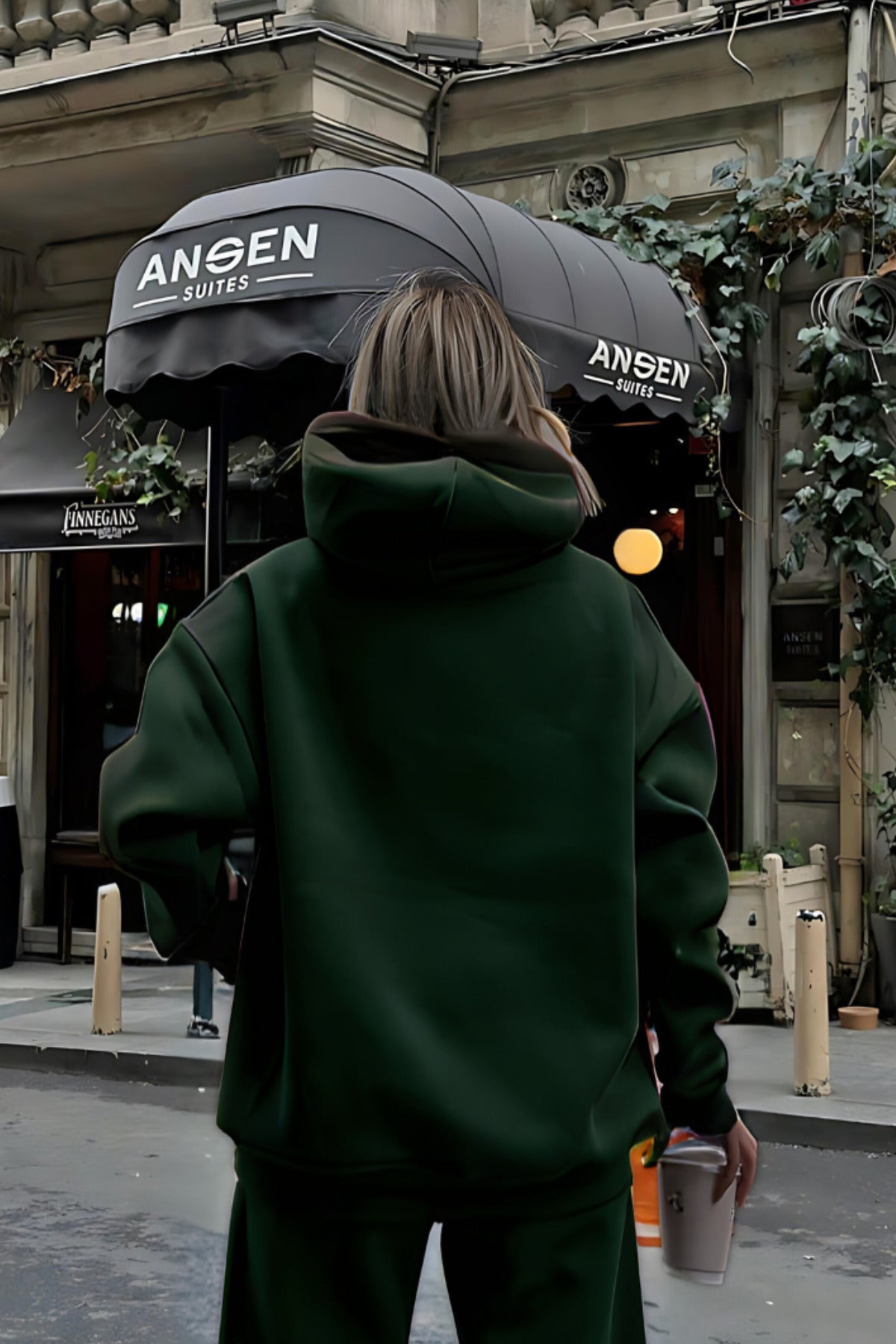 Premium Kalite 3 İplik Sweatshirt Kapuşonlu - Haki - 3